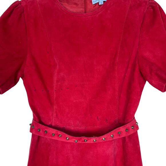 (Flawed) Karina Grimaldi Angelina Suede Mini Dress in Ruby NWT Small - Picture 7 of 14